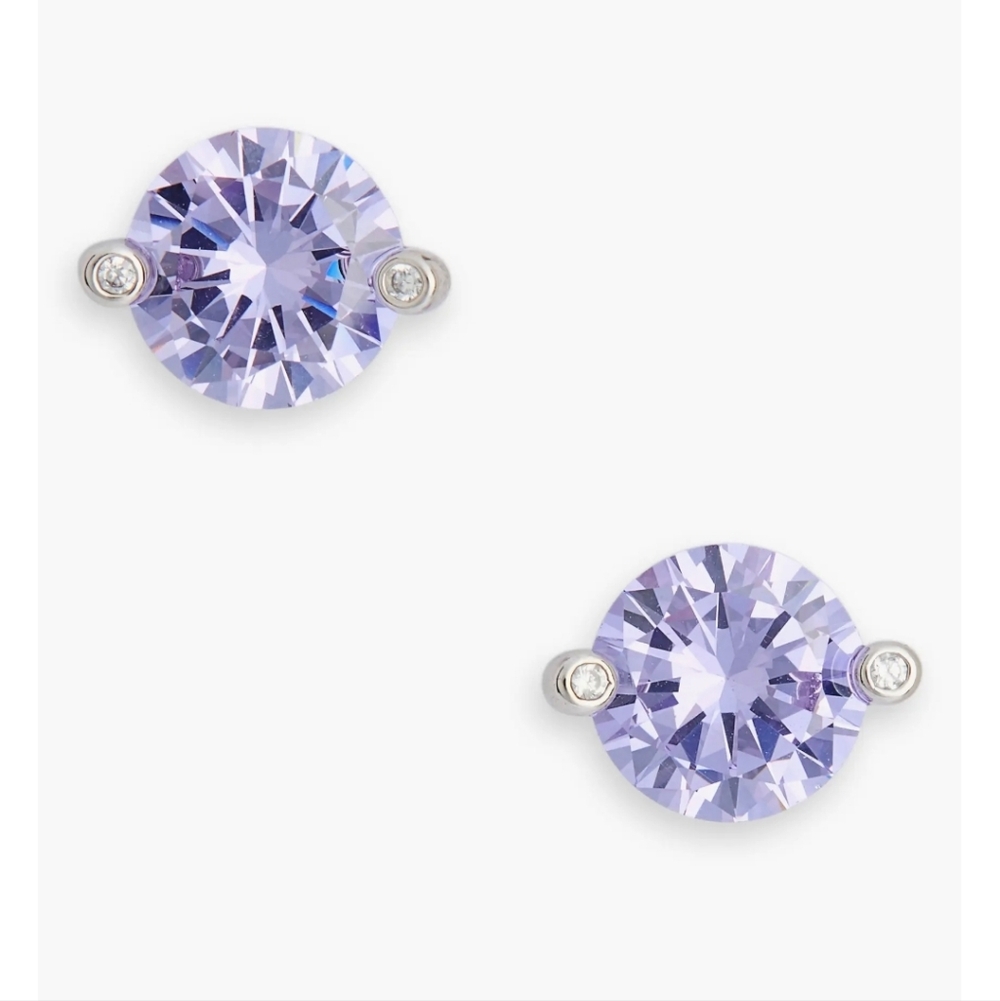 Kate Spade Lavender Cubic Zirconia Round Stud Earrings, NWT